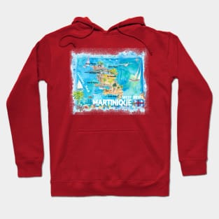 Martinique Illustrated Travel Map With Roads Hoodie